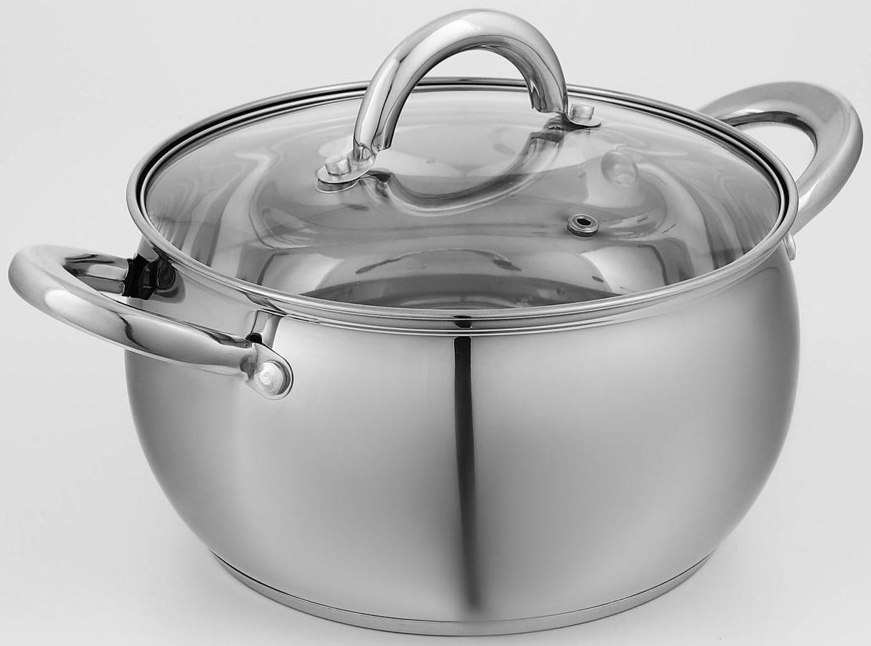 Кастрюля из нержавеющей стали Доляна «Гиперион», 3,5 л, d=20 см, стеклянная крышка