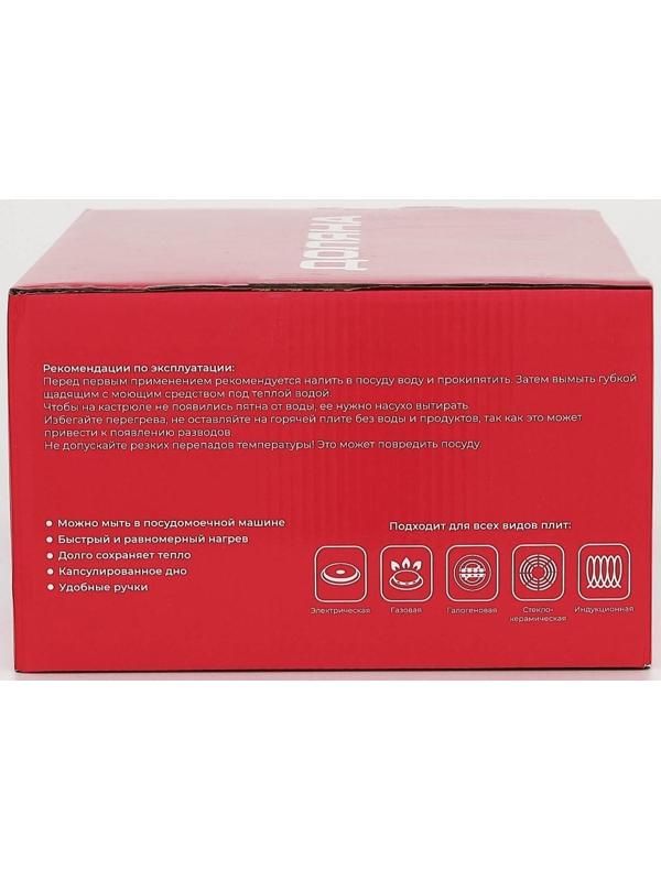 Кастрюля из нержавеющей стали Доляна «Гиперион», 3,5 л, d=20 см, стеклянная крышка