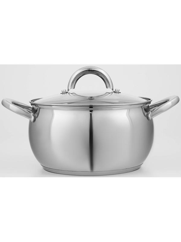 Кастрюля из нержавеющей стали Доляна «Гиперион», 3,5 л, d=20 см, стеклянная крышка