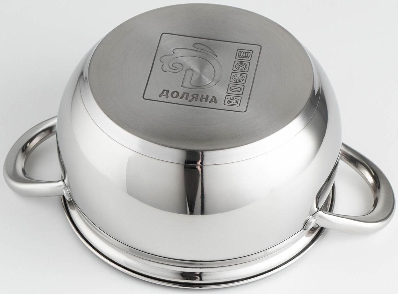 Кастрюля из нержавеющей стали Доляна «Гиперион», 2,5 л, d=18 см, стеклянная крышка