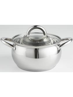 Кастрюля из нержавеющей стали Доляна «Гиперион», 2,5 л, d=18 см, стеклянная крышка