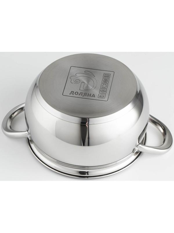 Кастрюля из нержавеющей стали Доляна «Гиперион», 2,5 л, d=18 см, стеклянная крышка