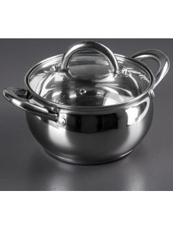 Кастрюля из нержавеющей стали Доляна «Гиперион», 1,9 л, d=16 см, стеклянная крышка