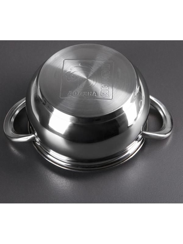 Кастрюля из нержавеющей стали Доляна «Гиперион», 1,9 л, d=16 см, стеклянная крышка