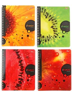 Тетрадь 80 листов, в клетку, на гребне, iFRESH, обложка мелованный картон, блок офсет / Микс 4 шт.