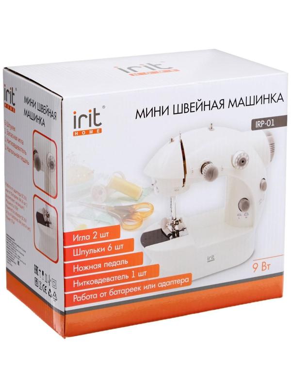 Швейная машина Irit IRP-01, 9 Вт, полуавтомат, от батареек/сети, бело-серая