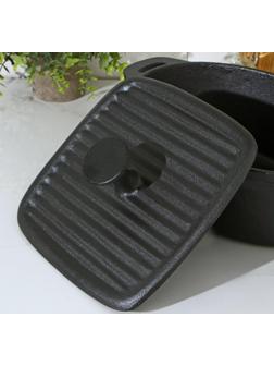 Крышка-пресс чугунная Доляна «Квадрат. Гриль», 23×23 см