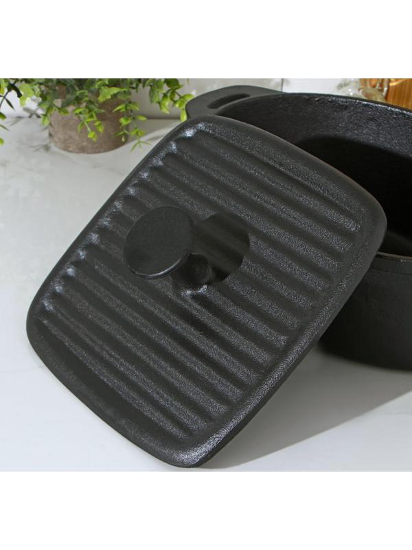 Крышка-пресс чугунная Доляна «Квадрат. Гриль», 23×23 см