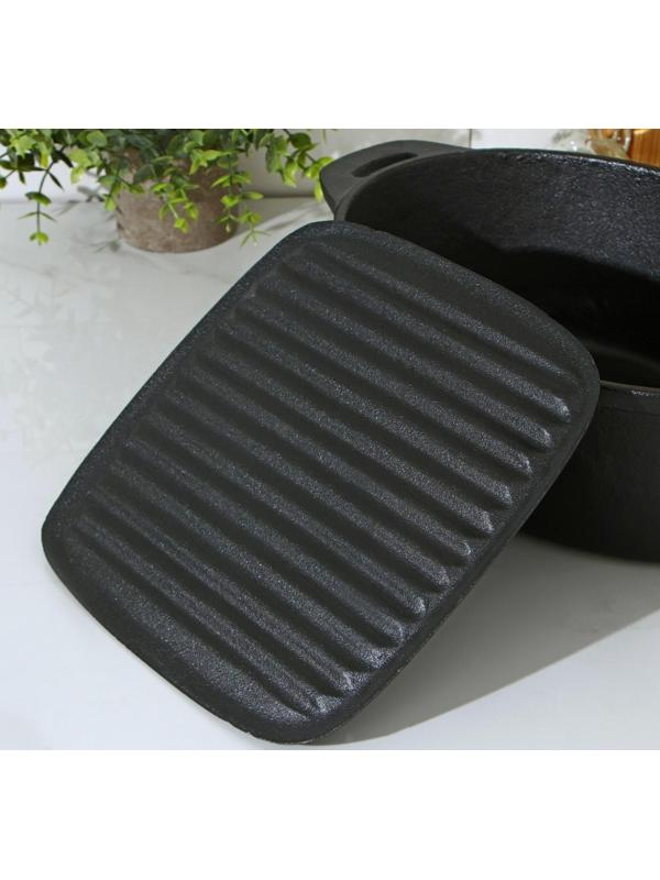 Крышка-пресс чугунная Доляна «Квадрат. Гриль», 23×23 см