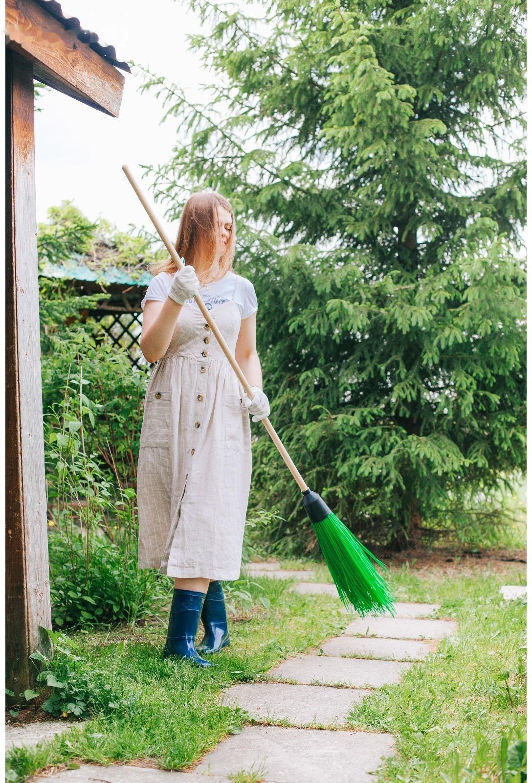 Метла полипропиленовая, круглая, наборная «Усиленная», с черенком, 5 колец, цвет МИКС