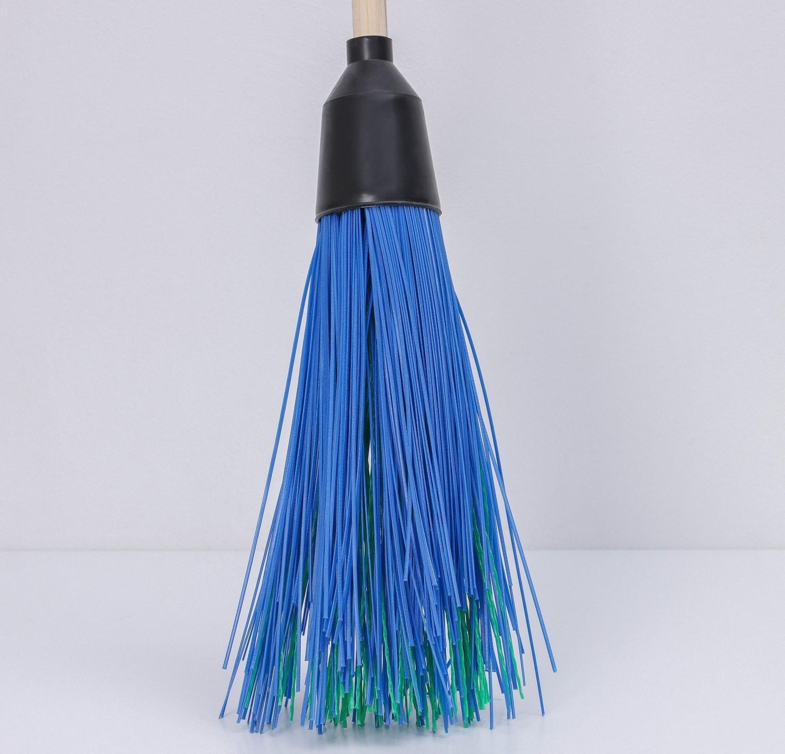 Метла полипропиленовая, круглая, наборная «Усиленная», с черенком, 5 колец, цвет МИКС