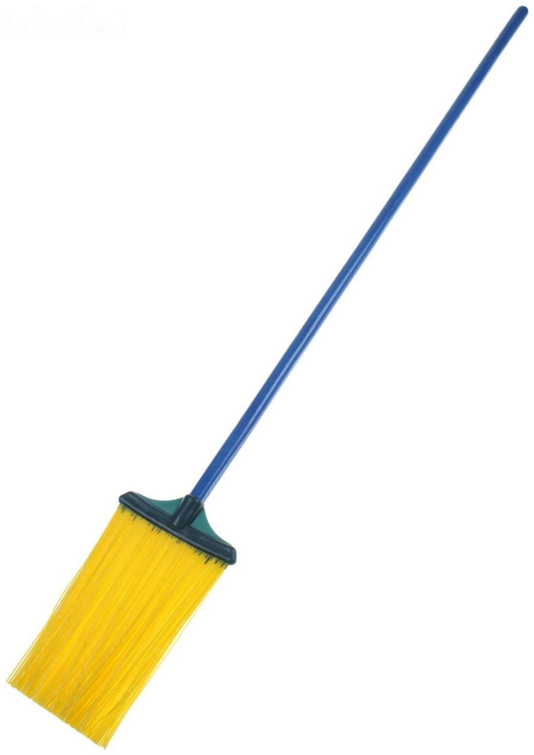 Метла полипропиленовая, плоская, с черенком, цвет МИКС