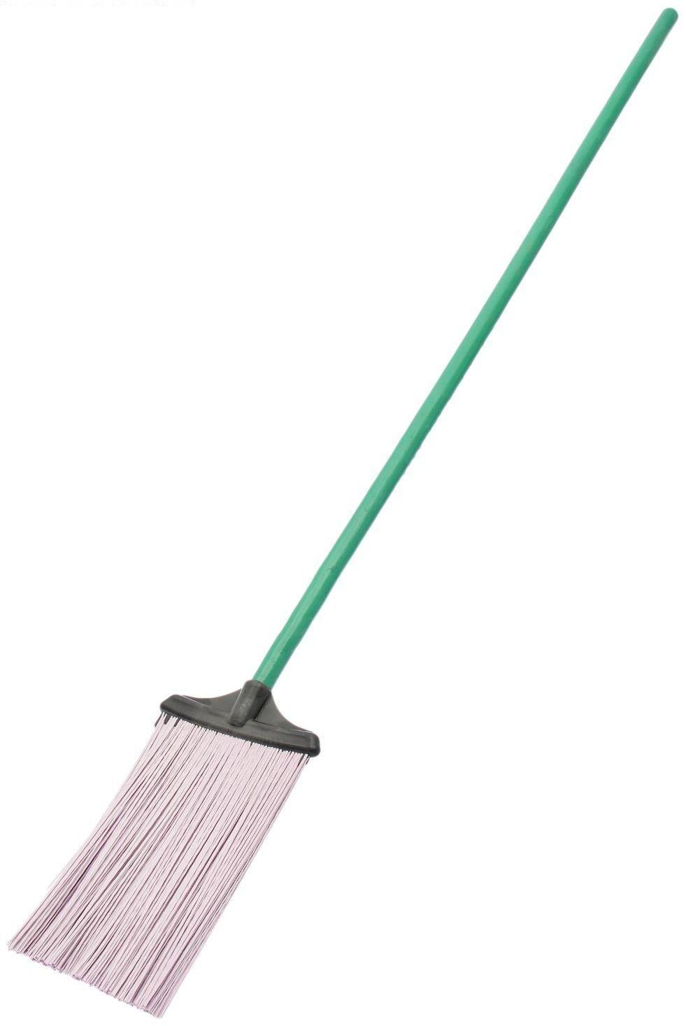 Метла полипропиленовая, плоская, с черенком, цвет МИКС
