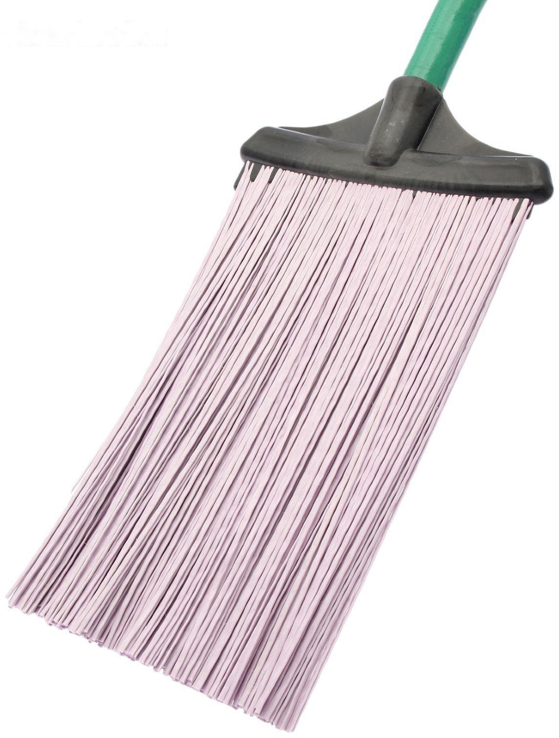 Метла полипропиленовая, плоская, с черенком, цвет МИКС