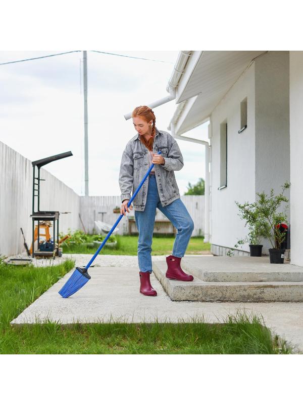 Метла полипропиленовая, плоская, с черенком, цвет МИКС