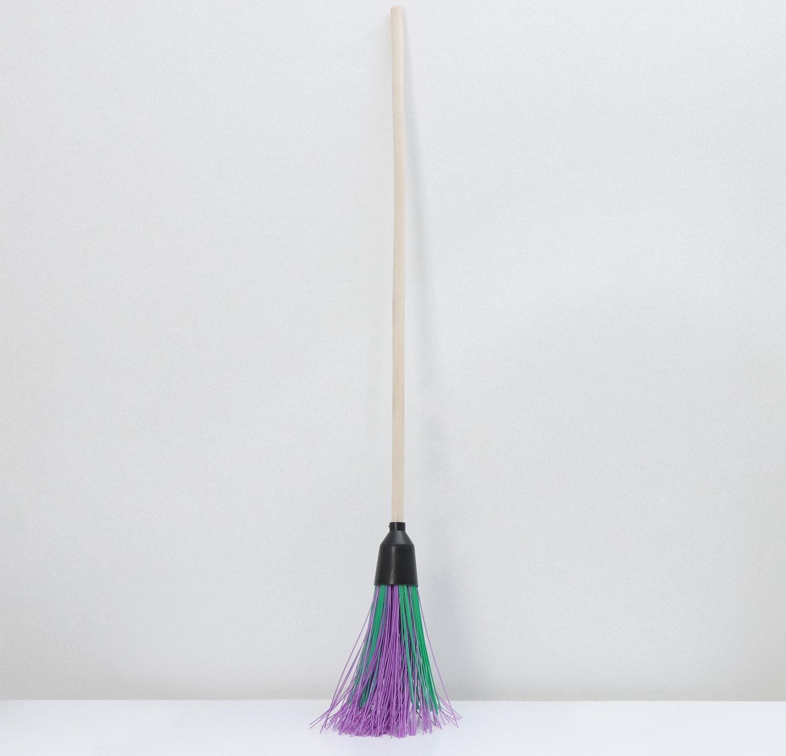 Метла полипропиленовая, круглая, наборная «Стандарт», с черенком, 4 кольца, цвет МИКС