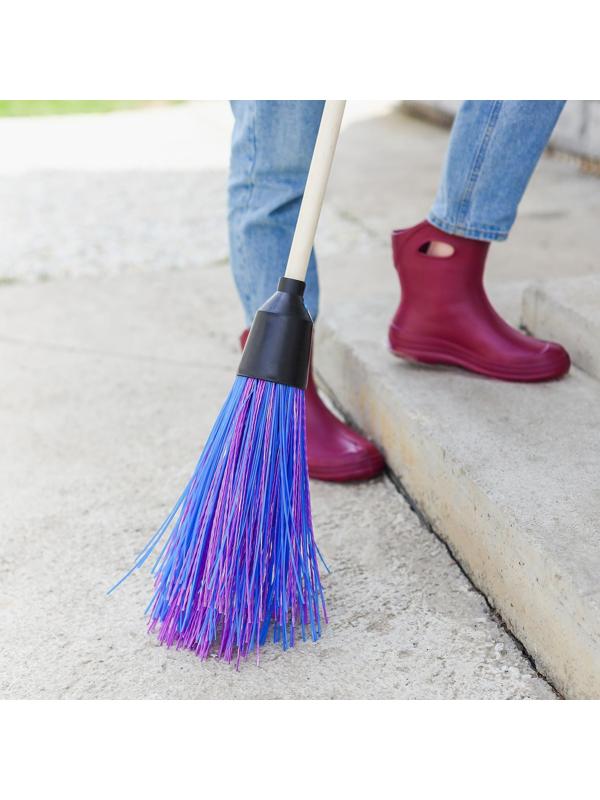 Метла полипропиленовая, круглая, наборная «Стандарт», с черенком, 4 кольца, цвет МИКС