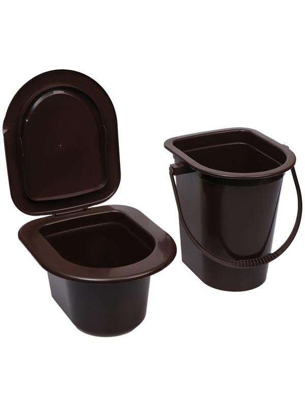 Ведро-туалет, h = 40 см, 17 л, со съёмным горшком, коричневое