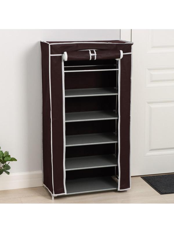 Обувница, 6 ярусов, 60×28×105 см, цвет кофейный