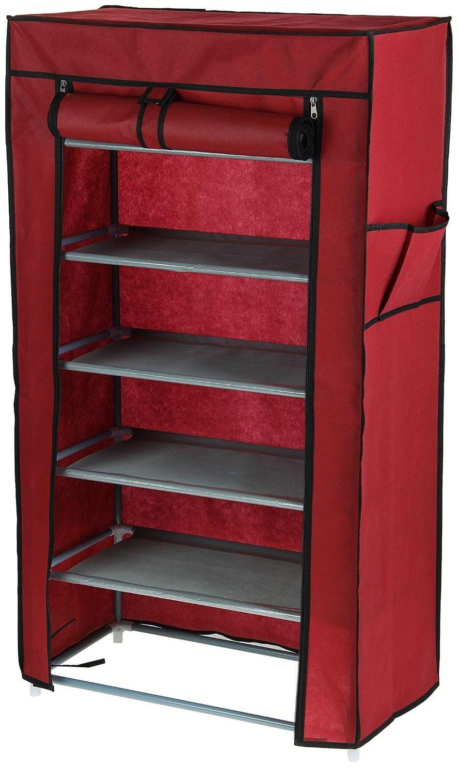 Обувница, 6 ярусов, 60×28×105 см, цвет бордовый