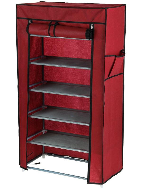 Обувница, 6 ярусов, 60×28×105 см, цвет бордовый