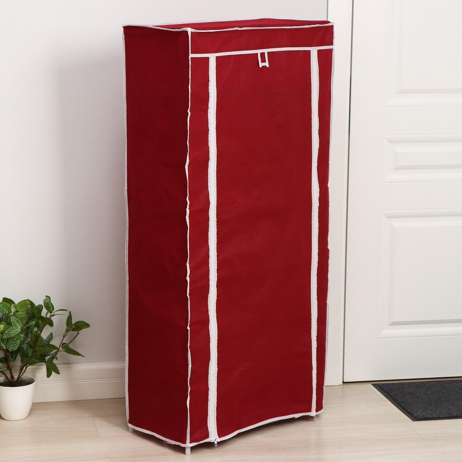 Обувница, 7 ярусов, 60×30×120 см, цвет бордовый