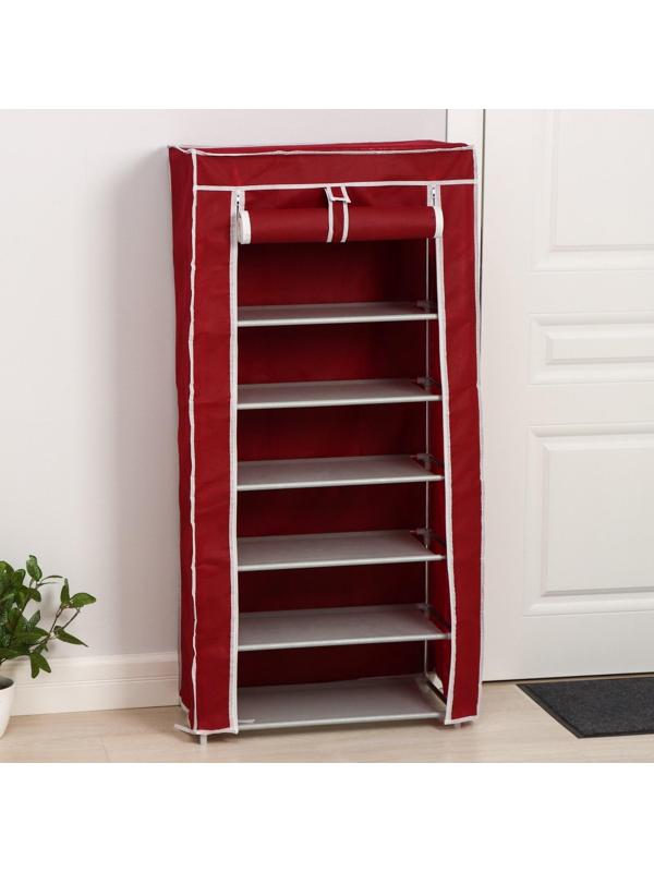 Обувница, 7 ярусов, 60×30×120 см, цвет бордовый