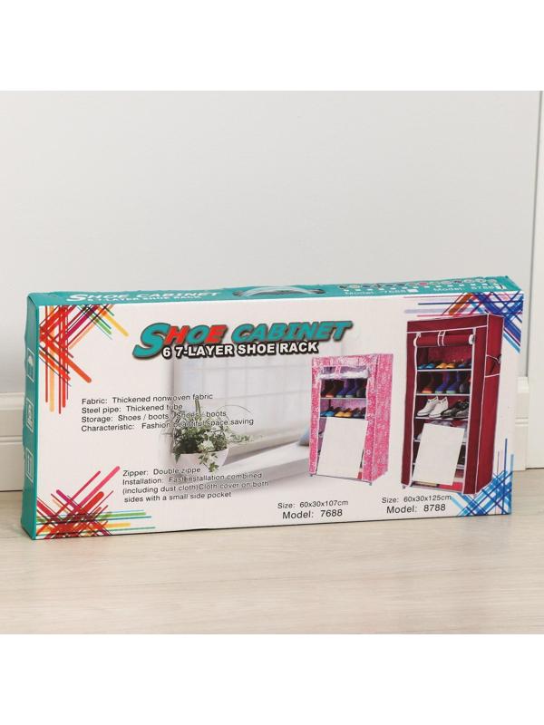 Обувница, 7 ярусов, 60×30×120 см, цвет бордовый