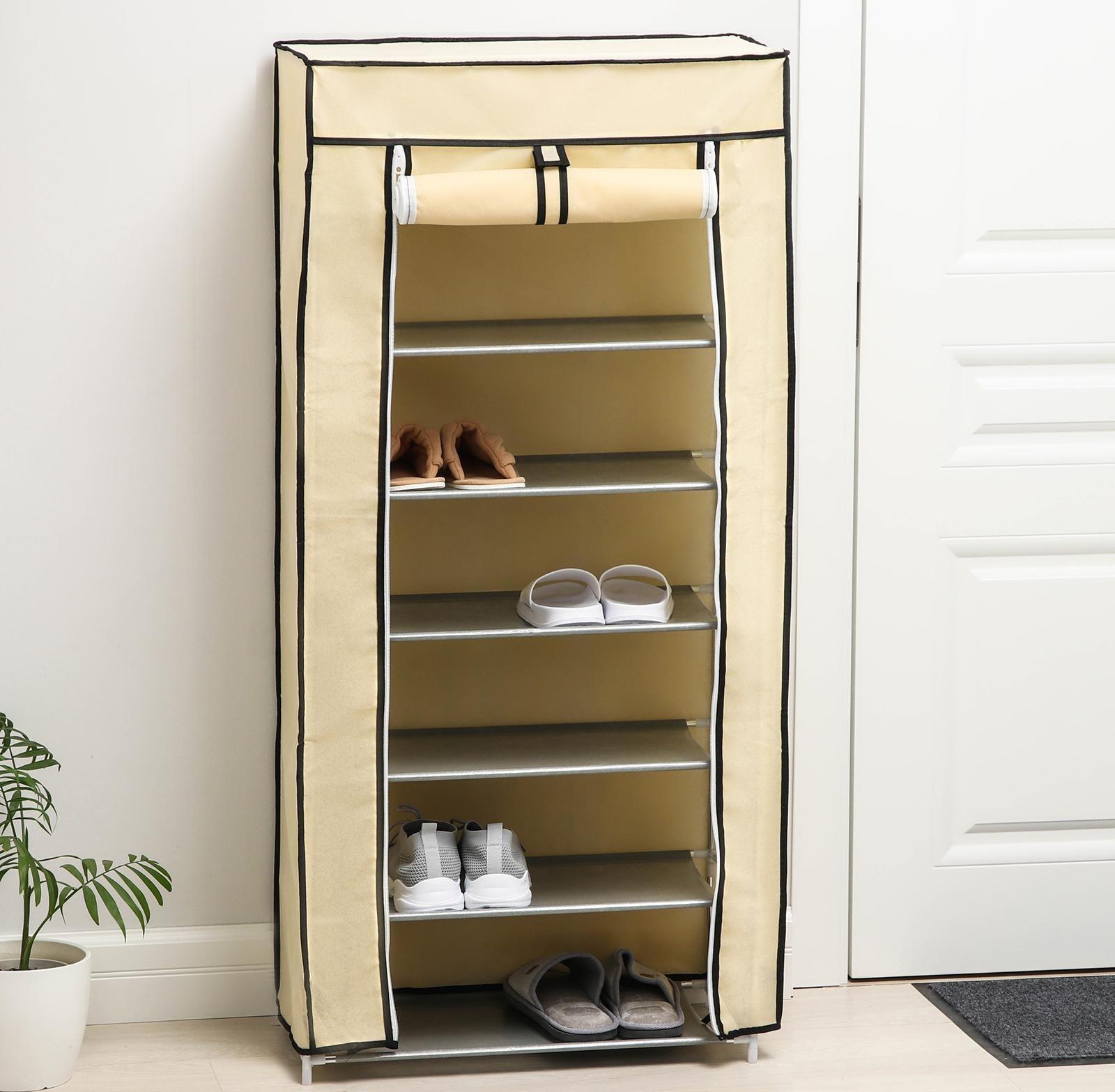 Обувница, 7 ярусов, 60×30×120 см, цвет бежевый