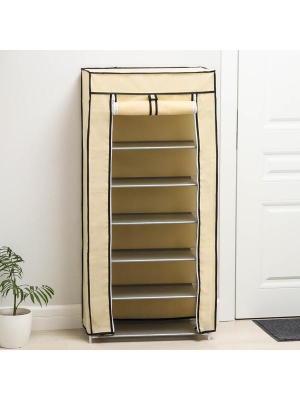 Обувница, 7 ярусов, 60×30×120 см, цвет бежевый