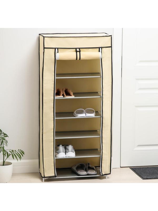 Обувница, 7 ярусов, 60×30×120 см, цвет бежевый