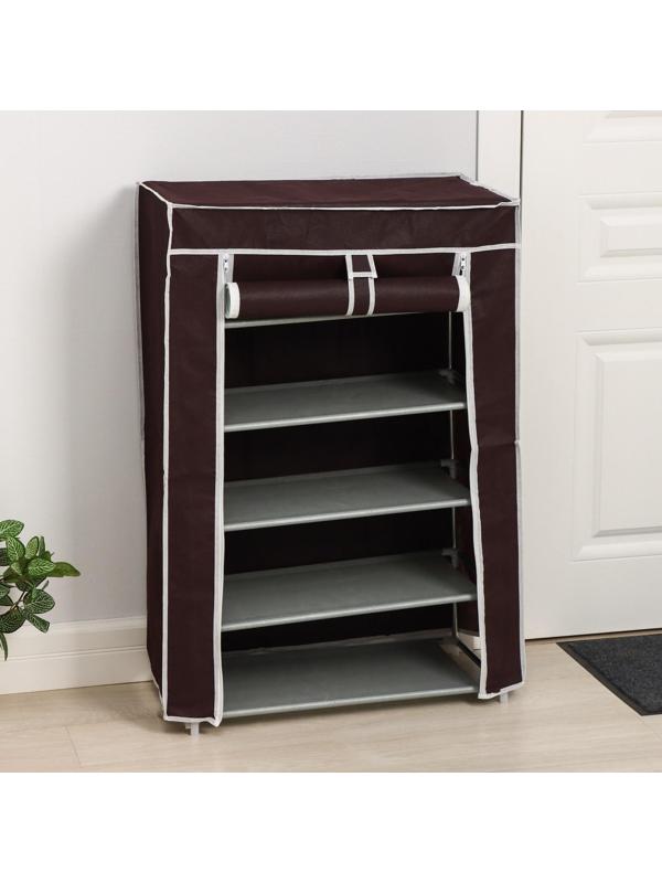 Обувница, 5 ярусов, 60×28×90 см, цвет кофейный