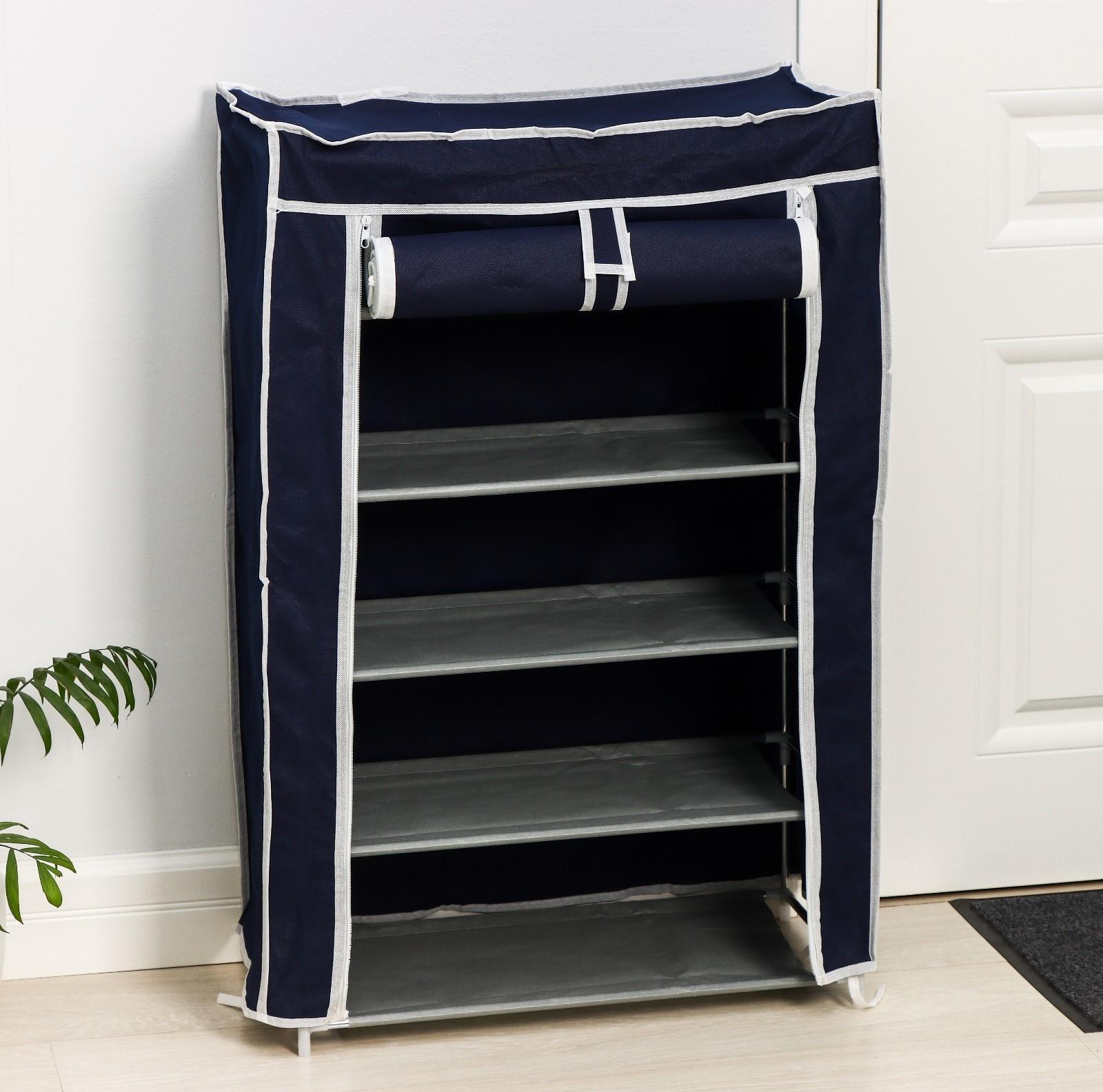 Обувница, 5 ярусов, 57×28×90 см, цвет синий