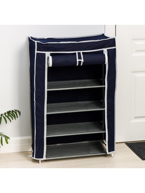 Обувница, 5 ярусов, 57×28×90 см, цвет синий