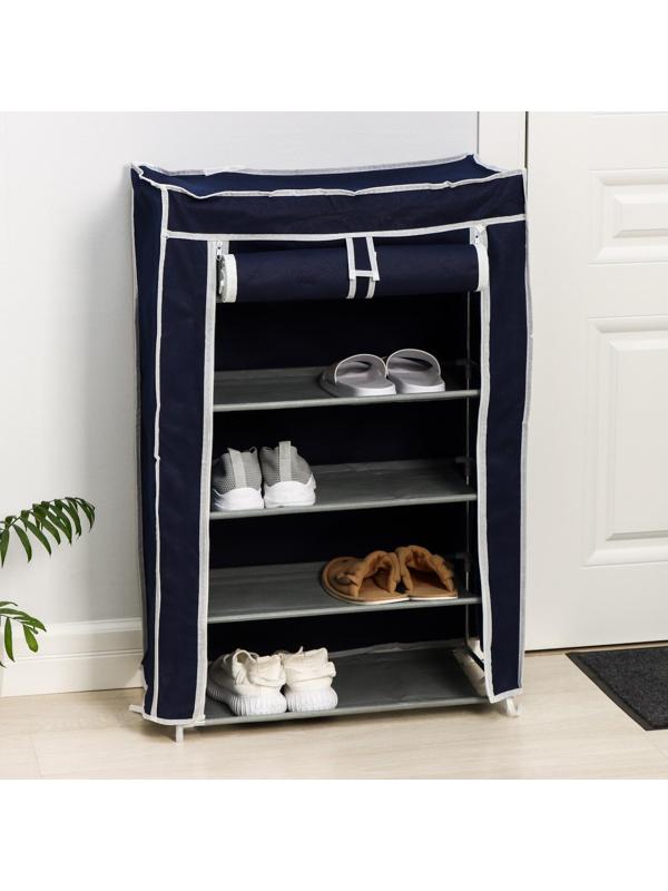 Обувница, 5 ярусов, 57×28×90 см, цвет синий