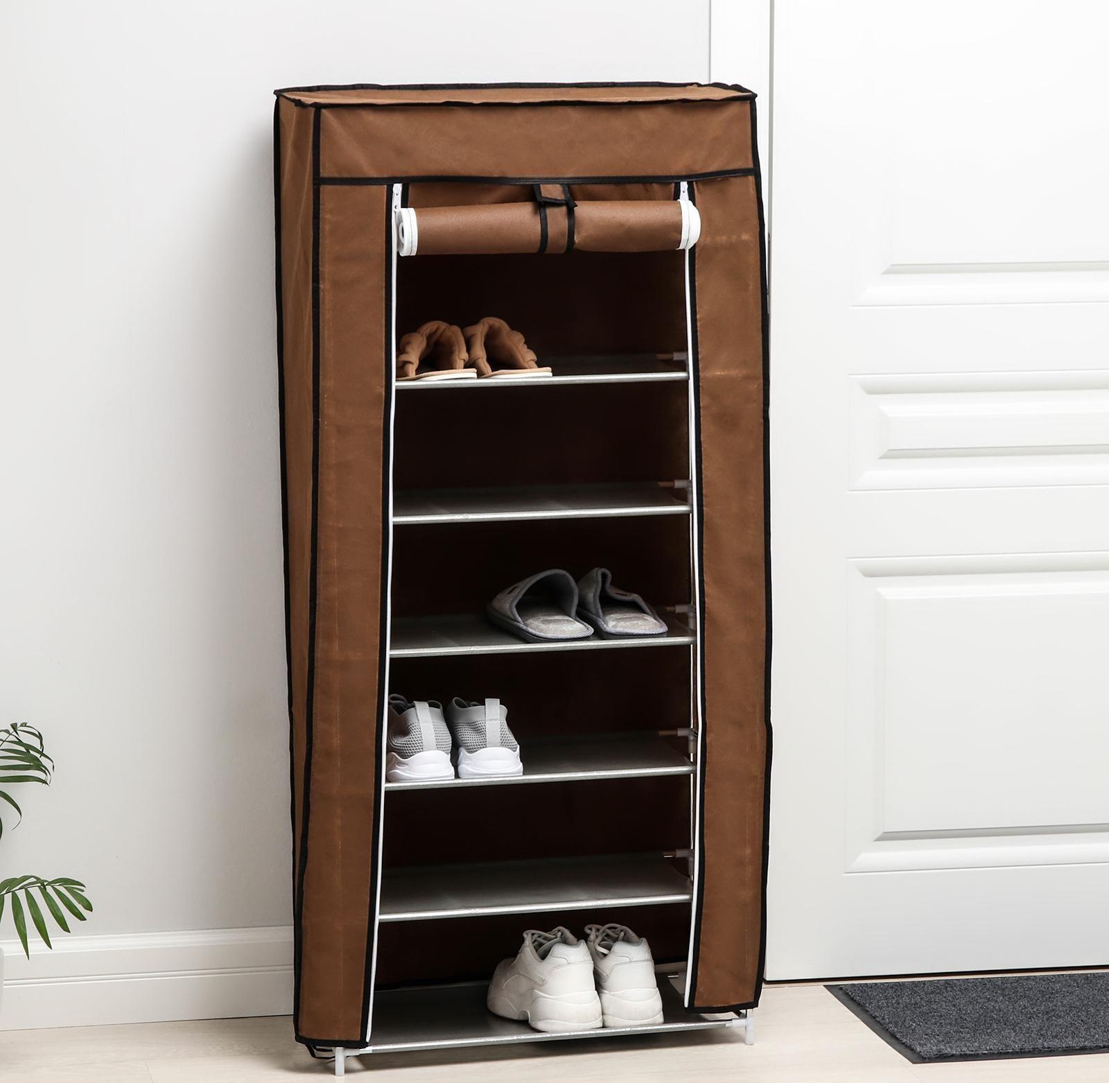Обувница, 7 ярусов, 60×30×120 см, цвет кофейный
