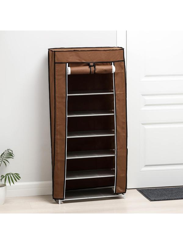 Обувница, 7 ярусов, 60×30×120 см, цвет кофейный