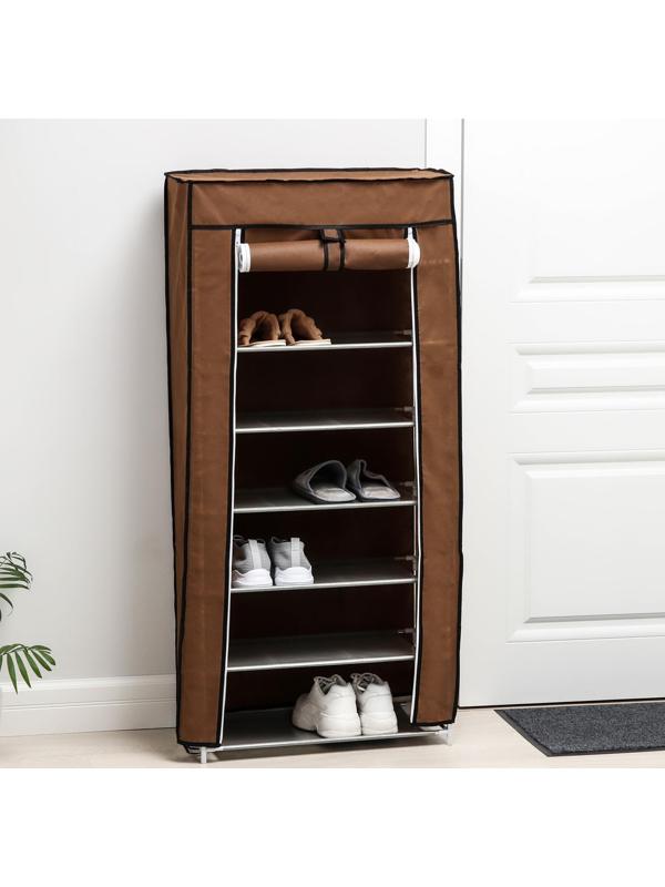 Обувница, 7 ярусов, 60×30×120 см, цвет кофейный