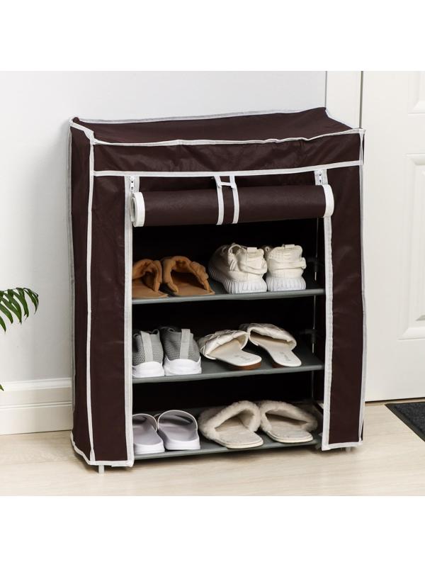 Обувница, 4 яруса, 57×28×72 см, цвет кофейный