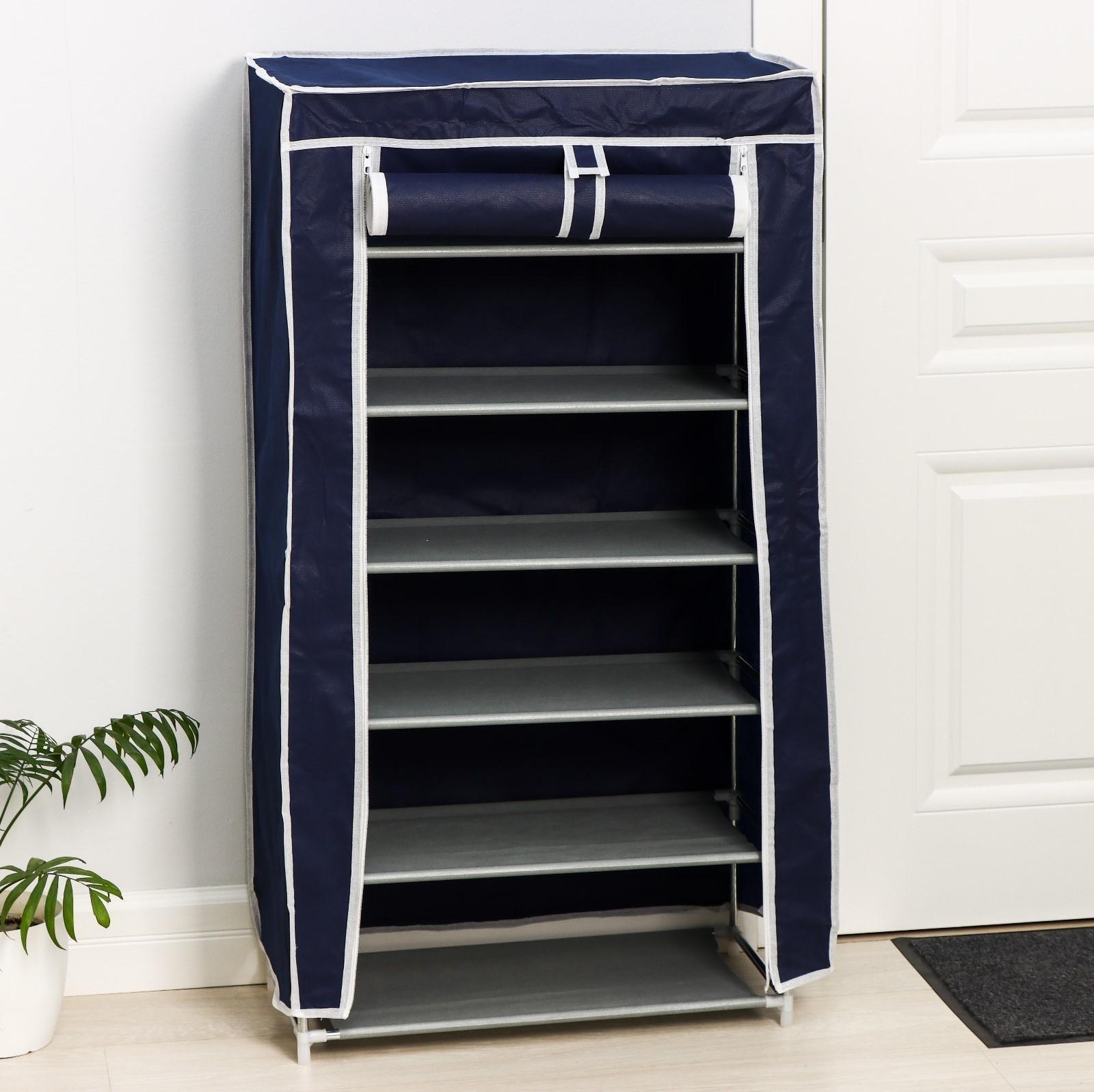 Обувница, 6 ярусов, 57×28×107 см, цвет синий