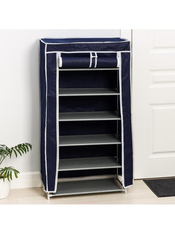 Обувница, 6 ярусов, 57×28×107 см, цвет синий