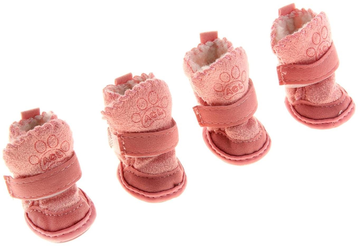 Ботинки Элеганс, набор 4 шт, размер 1 (подошва 4 х 3,2 см) розовые