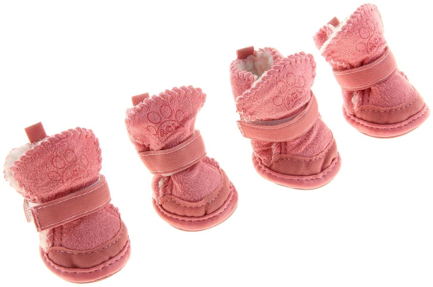 Ботинки Элеганс, набор 4 шт, размер 3 (подошва 5 х 4,2 см) розовые