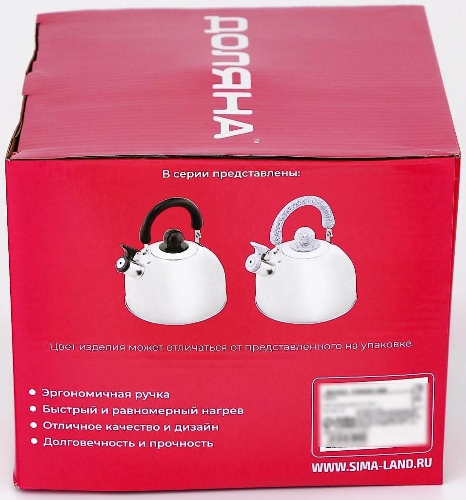 Чайник со свистком из нержавеющей стали «Мрамор», 3 л, фиксированная ручка