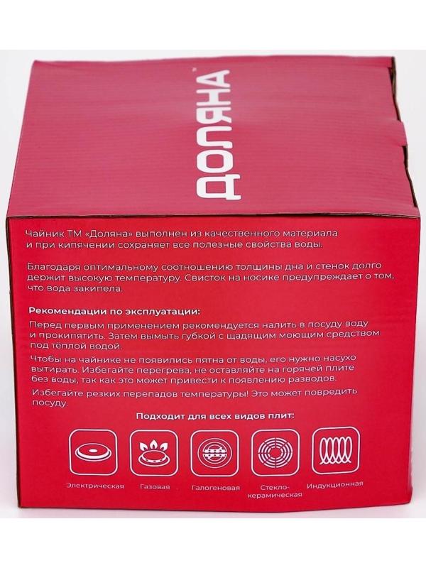 Чайник со свистком из нержавеющей стали «Мрамор», 3 л, фиксированная ручка