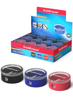 Точилка 1 отверстие ErichKrause Universe, с контейнером, отверстие диаметром 8 мм, микс