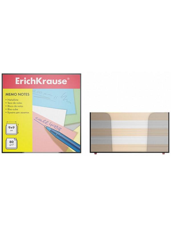Блок бумаги для записей ErichKrause, 9 x 9 x 5 см, в пластиковом боксе, люкс, белый/персиковый