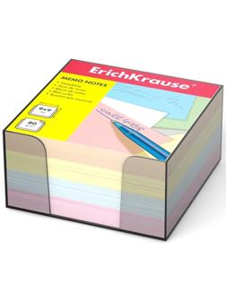 Блок бумаги для записей ErichKrause, 9 x 9 x 5 см, в пластиковом боксе, 80 г/м2, цветной