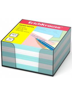 Блок бумаги для записей ErichKrause, 9x9x5 см, белый/голубой, в пластиковом боксе, люкс