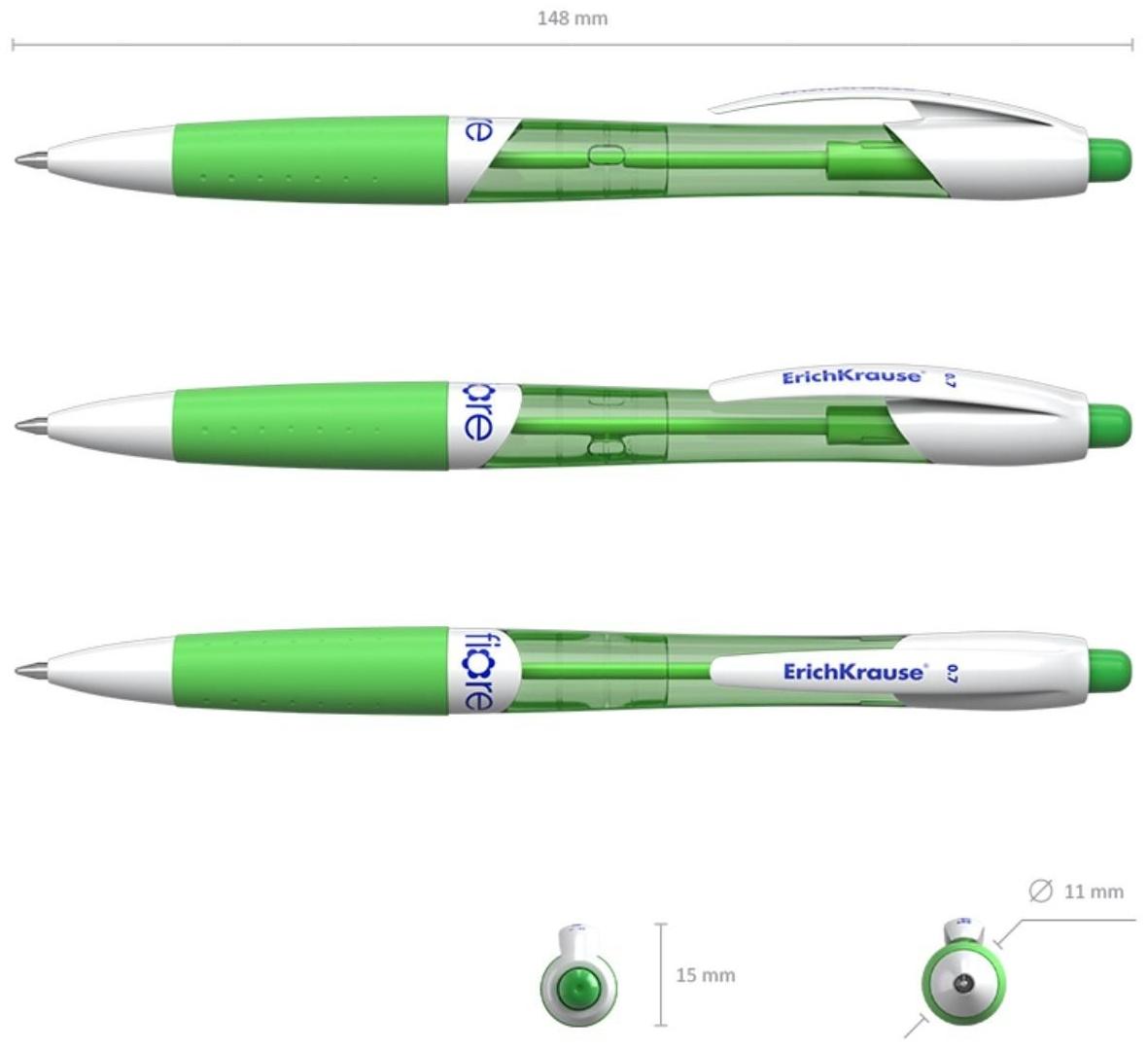 Ручка шариковая автоматическая FIORE, узел 0.7 мм, чернила синие, резиновый упор, длина линии письма 1000 метров, микс